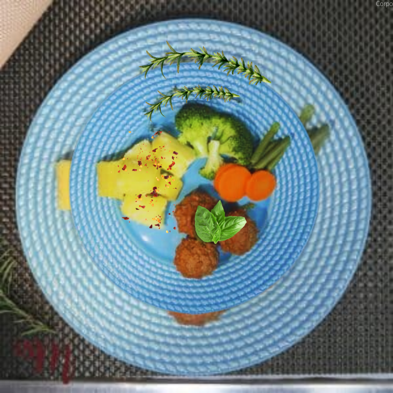 Almôndegas de patinho com batata doce e legumes 340g