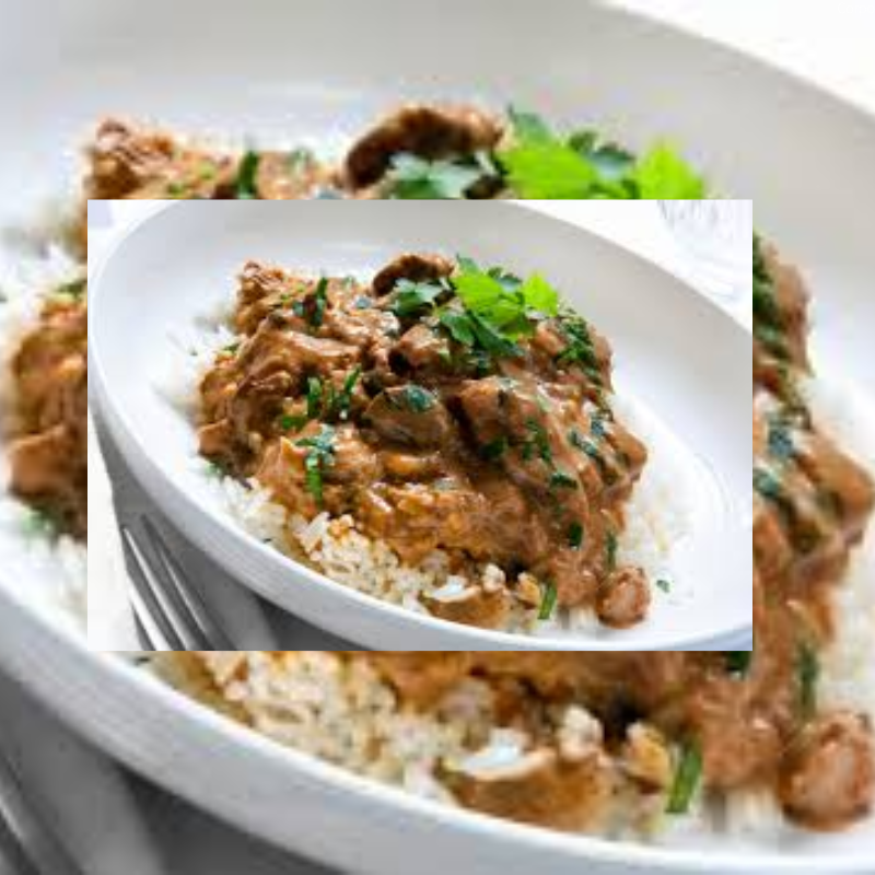Strogonoff de patinho com arroz integral e legumes 320g